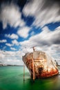 Shipwrek in the harbor - long exposure - color version.