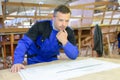 shipwright studying design Royalty Free Stock Photo
