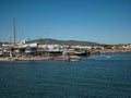 Shipyard in Algarve region, Portugal with several boats in various stages of repair