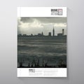 Shipyard and city landscape. Brochure, flyer or