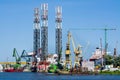 Shipyard cranes in shipyard Gdansk, Poland