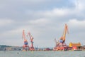 Shipyard cranes at the harbor in Gothenburg Royalty Free Stock Photo