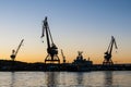 Shipyard cranes twilight Gothenburg Royalty Free Stock Photo