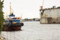 Shipyard industry, ship building, floating dry dock in shipyard Royalty Free Stock Photo