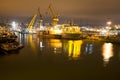 Shipyard at night Royalty Free Stock Photo