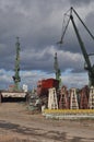 Shipyard With Ship And Cranes Royalty Free Stock Photo