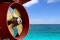 Propeller Close up and Repair Cargo ship in floating dry dock. Royalty Free Stock Photo