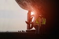 Ship Moored in floating dry dock with under repair, maintenance. Royalty Free Stock Photo