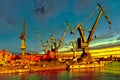 Shipyard at sunrise Royalty Free Stock Photo