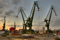 Shipyard at sunset