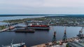 Tanker vessel repair in dry dock Shipyard, Drone shot Royalty Free Stock Photo