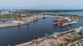 Tanker vessel repair in dry dock Shipyard, Drone shot Royalty Free Stock Photo