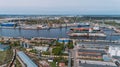 Tanker vessel repair in dry dock Shipyard, Drone shot Royalty Free Stock Photo