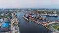 Tanker vessel repair in dry dock Shipyard, Drone shot Royalty Free Stock Photo