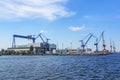Shipyard `Warnow Werft` in the port of Rostock Warnemuende Royalty Free Stock Photo