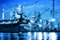 Shipyard at work, ship repair, freight. Industrial