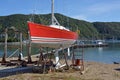 Shipyard & Yacht Being Maintained at Waikawa, New Zealand Royalty Free Stock Photo