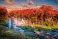 Shiraito Falls with Colorful autumn leaf in Fujinomiya, Shizuoka, Japan Royalty Free Stock Photo