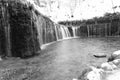 Shiraito Waterfall in Karuizawa, Japan in monochrome Royalty Free Stock Photo