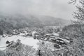 Shirakawa-go villages with snow falling at Japan Royalty Free Stock Photo