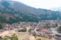 Aerial view of Shirakawa-go village in springtime
