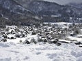 Snow-covered Shirakawago village in winter recorded on February 18, 2022. Beautiful Tradi