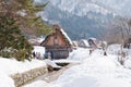 Shirakawago, Japan historic winter village.