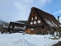 Shirakawago japan home traditional snow Royalty Free Stock Photo