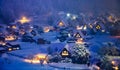 Shirakawago village with light up festival in winter, Gifu, Chubu, Japan