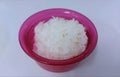 Shirataki Rice in a pink bowl - Konnyaku - Konjac