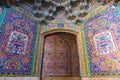 Beautiful old decorated painting mosaic on the wall of Pink mosque,Iran Royalty Free Stock Photo