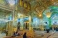 Interior of mirrored mausoleum of Sayyed Alaeddin Hossein in Shiraz. Iran