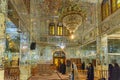 Interior of mirrored mausoleum of Sayyed Alaeddin Hossein in Shiraz. Iran