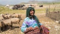 Qashqai nomadic woman selling handicraft materials, Shiraz, Iran