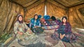 Qashqai nomadic women inside a tent, Shiraz, Iran
