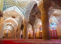 Interior of the Nasir-ol-molk or Pink Mosque. Shiraz, Iran. Royalty Free Stock Photo