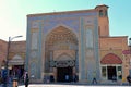 SHIRAZ, IRAN - Oktober 2019: Vakil Bath Main Entrance Gate Iwan with Blue Tiles Ornament