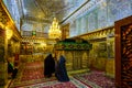 Shiraz, Iran 24th October 2017 Shah Cheragh, muslim woman praying inside mosque Royalty Free Stock Photo