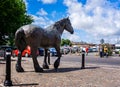 Shire Horse statue at entrance to town centre regeneration of Eldridge Pope Brewery Site, Dorchester Royalty Free Stock Photo