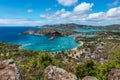 Shirley Heights view with beautiful bay, Antigua. Royalty Free Stock Photo