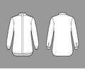 Shirt clergy technical fashion illustration with long sleeves with cuff, relax fit, concealed button-down, Tab Collar