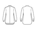 Shirt clergy technical fashion illustration with long sleeves with cuff, relax fit, concealed button-down, Tab Collar Royalty Free Stock Photo