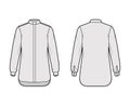 Shirt clergy technical fashion illustration with long sleeves with cuff, relax fit, concealed button-down, Tab Collar