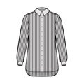 Shirt cleric stripe technical fashion illustration with long sleeves with cuff, relax fit, button-down, regular collar Royalty Free Stock Photo