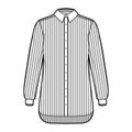 Shirt cleric stripe technical fashion illustration with long sleeves with cuff, relax fit, button-down, regular collar Royalty Free Stock Photo
