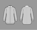 Shirt cleric stripe technical fashion illustration with long sleeves with cuff, relax fit, button-down, regular collar Royalty Free Stock Photo