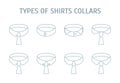 Shirt Collars Different Types Icons Set. Vector