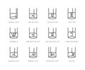 Shirt cuffs types flat line icons set. One button, french cuff, turnback sleeves vector illustrations. Outline pictogram Royalty Free Stock Photo