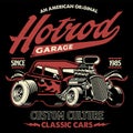 Shirt design of american hotrod car in vintage style Royalty Free Stock Photo