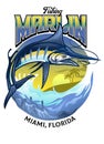 Shirt design of fishing the marlin fish Royalty Free Stock Photo